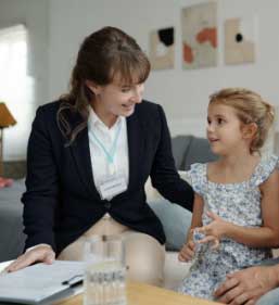 Behavioral health specialist with a child